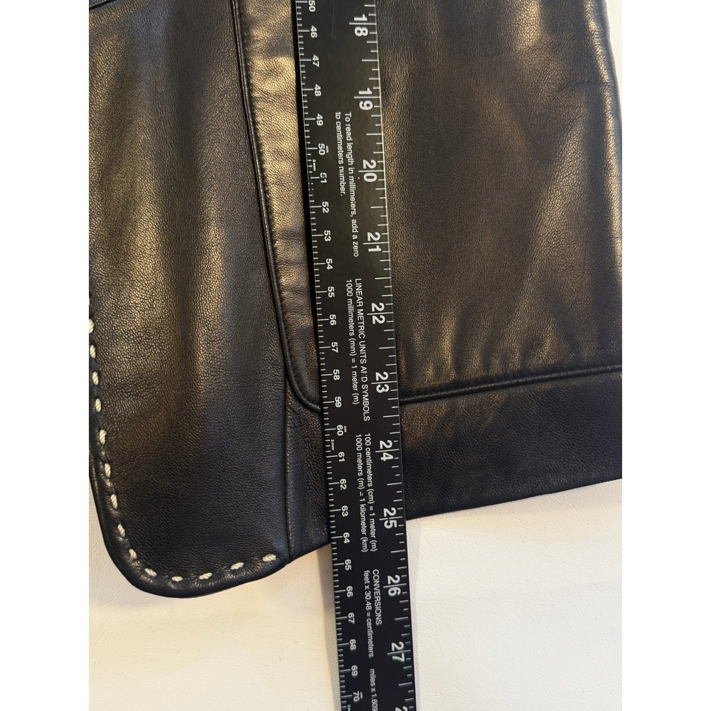 Banana Republic Leather Blazer Women Small Black Excellent Pick Stitch Jacket - Picture 7 of 10